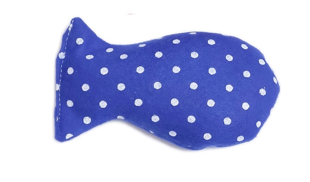 MICHI CATNIP TOY FISH Blue Dot Gioco Gatto con erba gatta Pesciolino Pois Blu