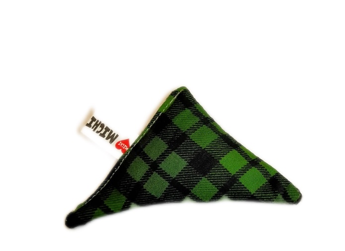 TARTAN GREEN CATNIP CAT TOY TRIANGLE MICHI GIOCHI PER  GATTI TRIANGOLINO CON ERBA GATTA